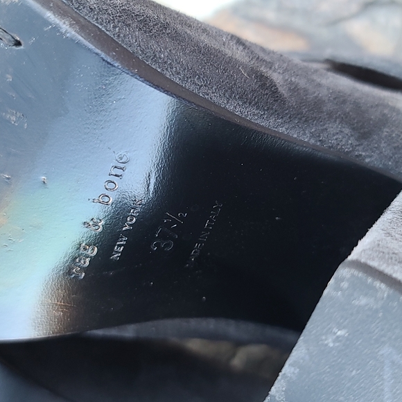 rag & bone Harrow Gray Suede Ankle Boots 7 37.5  Smoke Strappy Moto Booties - Picture 14 of 17